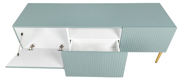 Nicole 150 cm-es TV-szekrény - zsálya MDF / arany lábak
