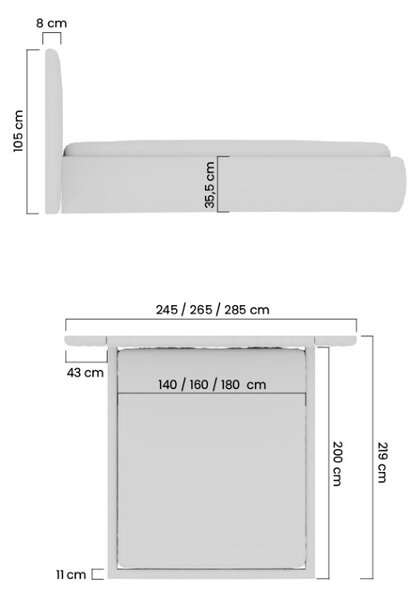 Galin kárpitozott ágy 140x200 cm, ágyneműtartós - bézs könnyen tisztítható Maya 01 szövet