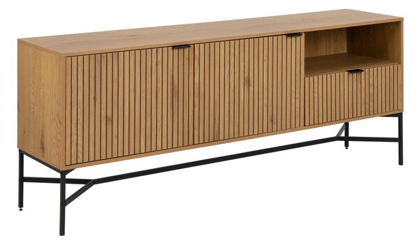 Natúr színű alacsony komód tölgyfa dekorral 180x70 cm Jaipur – Actona