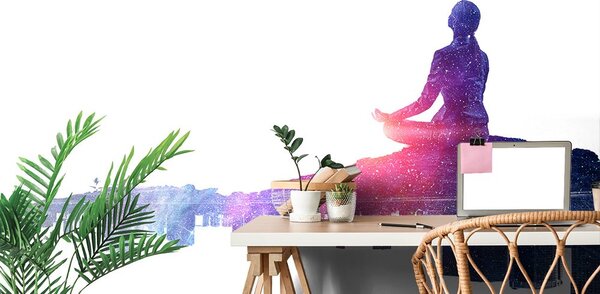 Tapéta egy fekete-fehér nő meditációja