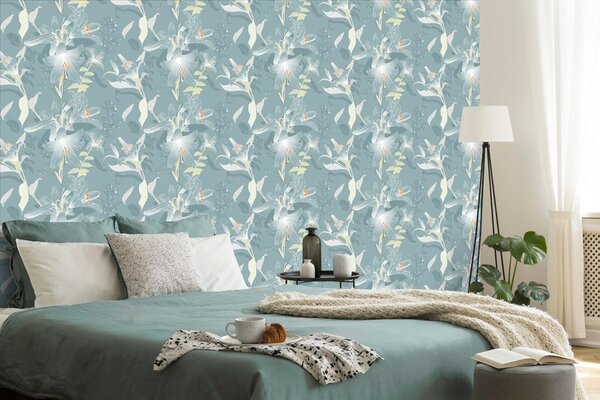 Tapéta mágikus orchidea kék színben