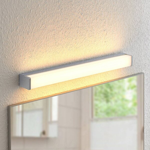 Lindby Klea LED-es fürdőszoba lámpa, 60 cm, króm, fém, IP44, Króm / ezüst, Fürdőszoba, Alumínium, Modern