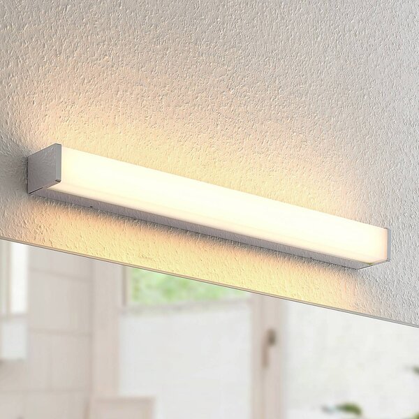 Lindby Klea LED-es fürdőszoba lámpa, 60 cm, króm, fém, IP44, Króm / ezüst, Fürdőszoba, Alumínium, Modern