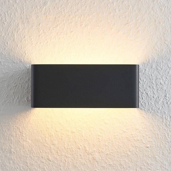 Arcchio LED fali lámpa Karam, 20 cm, fekete, fém, fel/le, fel/le, Fekete, Nappali / Étkező, Alumínium, Modern