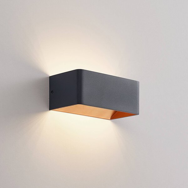 Arcchio LED fali lámpa Karam, 20 cm, fekete, fém, fel/le, fel/le, Fekete, Nappali / Étkező, Alumínium, Modern