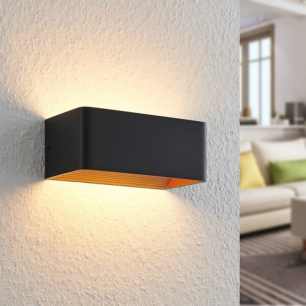 Arcchio LED fali lámpa Karam, 20 cm, fekete, fém, fel/le, fel/le, Fekete, Nappali / Étkező, Alumínium, Modern