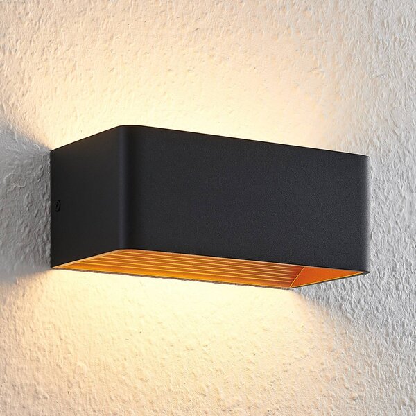 Arcchio LED fali lámpa Karam, 20 cm, fekete, fém, fel/le, fel/le, Fekete, Nappali / Étkező, Alumínium, Modern