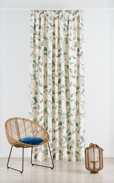 Zöld-krémszínű függöny akasztókhoz 210x260 cm Maui – Mendola Fabrics