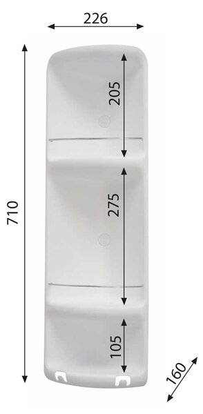 Gedy Gedy, CAESAR sarokpolc 3 szintes, 226x710x160 mm, ABS műanyag, Fehér, 7081