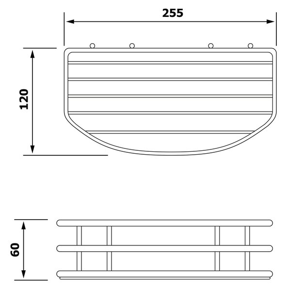 Aqualine Aqualine, Chrome LINE egyhuzalos polc, króm, 37004