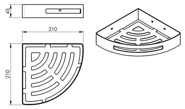 Gedy Gedy, SMART sarok zuhanypolc, 210x45x210mm, arany matt, 247988