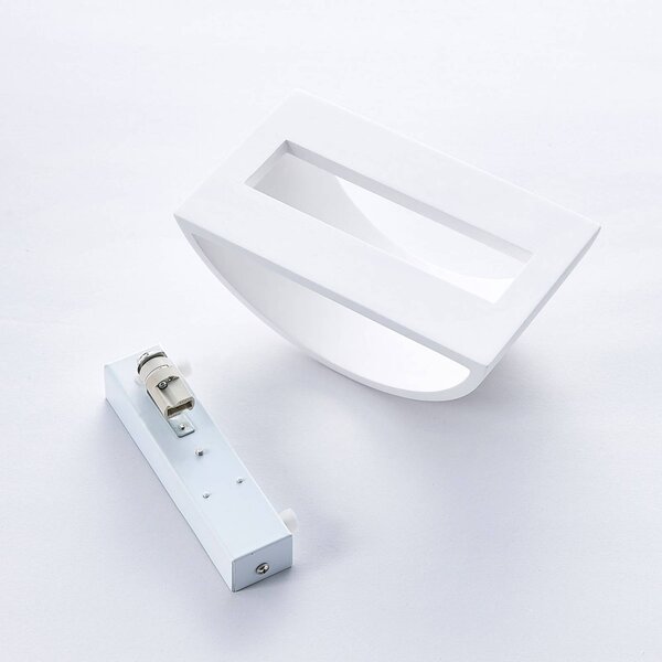 Lindby fali lámpa Heiko, fel/le, vakolat, fehér, magasság 12 cm, dimmelhető, Fehér / opál, Nappali / Étkező, Gipsz / agyag, Modern