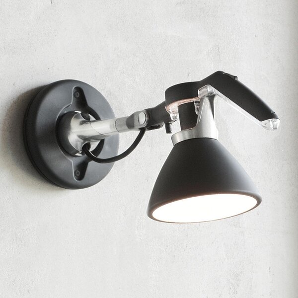 Fali Lámpa Luceplan, Fortebraccio, dimmable, Fekete, Nappali, Fém, Dizájn