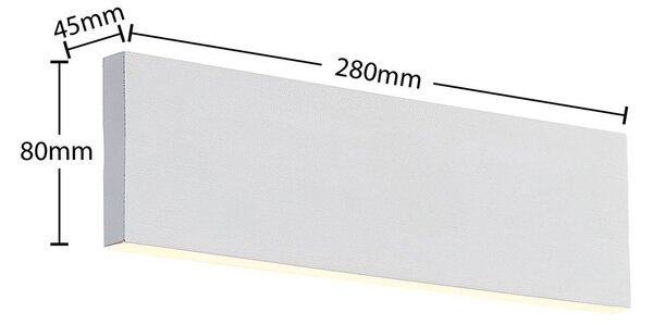 Lindby Ignazia LED fali lámpa, 28 cm, fehér, fém, fel/le, le, dimmelhető, Fehér / opál, Nappali / Étkező, fém, Modern