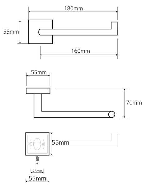 Sapho Sapho, X-SQUARE WC-papír tartó fedél nélkül, 180x55x70 mm, króm, XQ702