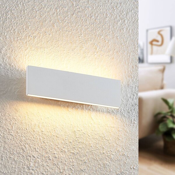 Lindby Ignazia LED fali lámpa, 28 cm, fehér, fém, fel/le, le, dimmelhető, Fehér / opál, Nappali / Étkező, fém, Modern