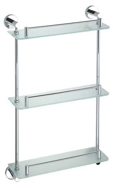 Sapho Sapho, X-ROUND E üvegpolc hármas sínnel 380x675x130mm, króm, XR608
