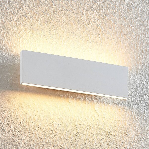 Lindby Ignazia LED fali lámpa, 28 cm, fehér, fém, fel/le, le, dimmelhető, Fehér / opál, Nappali / Étkező, fém, Modern