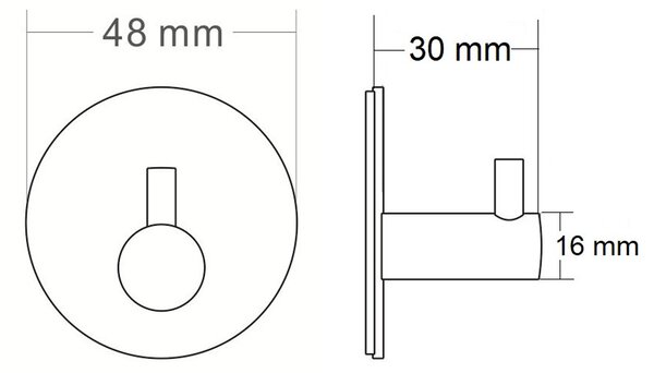 Sapho Sapho, Öntapadó akasztó, kerek, fekete matt, 32204