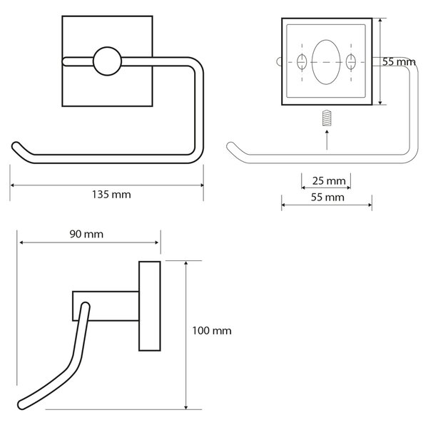 Sapho Sapho, X-SQUARE WC-papír tartó fedél nélkül, 135x100x90 mm, króm, XQ701