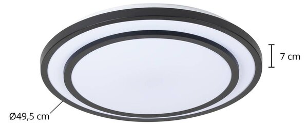 Lindby LED mennyezeti lámpa Essina, fekete, fém, CCT, dim
