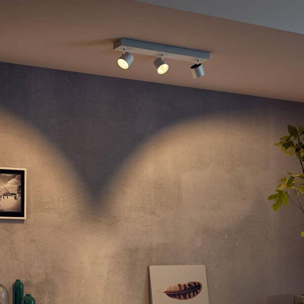 Philips Star LED-spot fehér 3-égő meleg fény, dimmelhető, Fehér / opál, Nappali / Étkező, fém, Modern