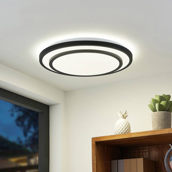 Lindby LED mennyezeti lámpa Essina, fekete, fém, CCT, dim