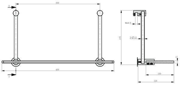 Sapho Sapho, Függesztett üvegpolc zuhanyparavánhoz 400x180x125mm, króm, 1301-15