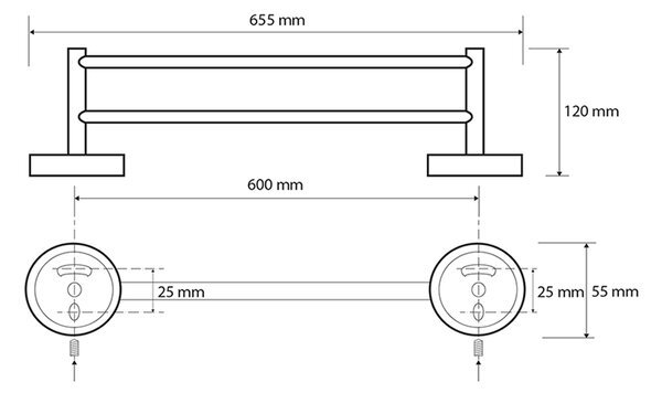 Sapho Sapho, X-ROUND BLACK dupla törölközőtartó, fekete, XR401B