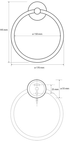Sapho Sapho, X-ROUND BLACK törölközőtartó kör, fekete, XR411B