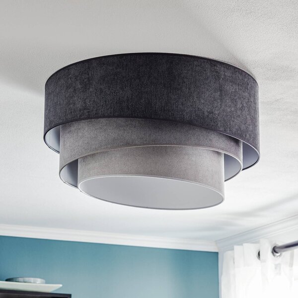 Duolla Mennyezeti lámpa Pastell Trio Ø 60 cm, 3 szürke árnyalatban, dimmelhető, Alu / szürke / cink, Nappali / Étkező, Textil / szövet / selyem, Fiatalos életstílus