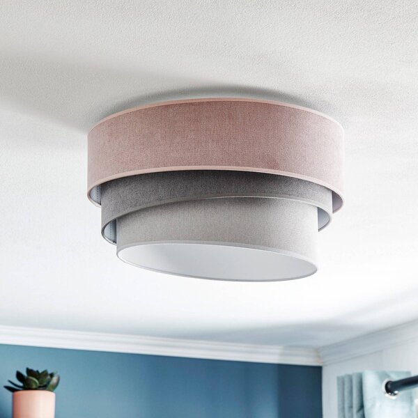 Duolla Mennyezeti lámpa Pastell Trio Ø 45cm rózsaszín/szürke/világosszürke, dimmelhető, Lila / pink / rózsaszín, Nappali / Étkező, Textil / szövet / selyem, Modern