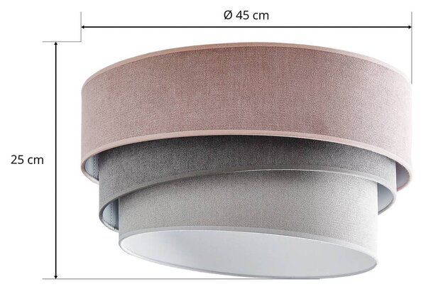 Duolla Mennyezeti lámpa Pastell Trio Ø 45cm rózsaszín/szürke/világosszürke, dimmelhető, Lila / pink / rózsaszín, Nappali / Étkező, Textil / szövet / selyem, Modern