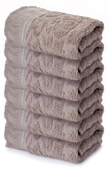 Textured 6 részes pamut kéztörlő szett 30 × 50 cm, mink