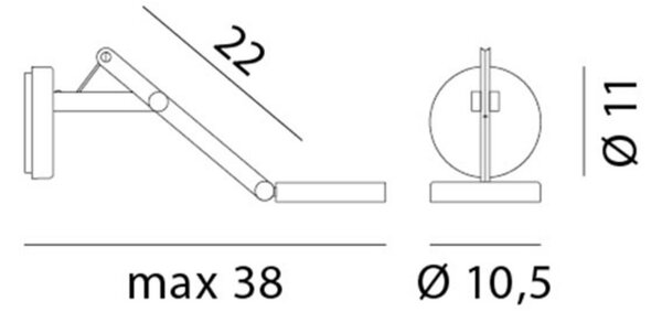 Fali Lámpa Rotaliana, String W0 DTW, dimmable, Fehér, Nappali, Fém, Dizájn