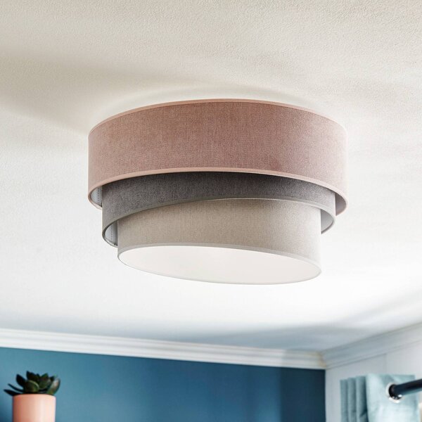 Duolla Mennyezeti lámpa Pastell Trio Ø 45cm rózsaszín/szürke/világosszürke, dimmelhető, Lila / pink / rózsaszín, Nappali / Étkező, Textil / szövet / selyem, Modern
