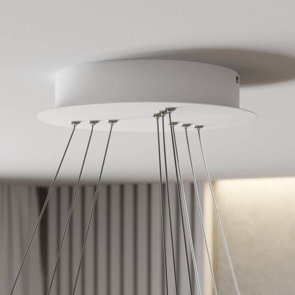 Lucande LED függő világítás Ezana, fehér, fém, Ø 80 cm, dimmelhető, Fehér / opál, Nappali / Étkező, fém, Modern