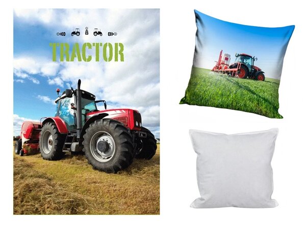 Traktor polár takaró és párna szett 3 db-os (red)