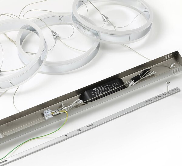 Lucande LED-es Lyani függőlámpa, 115cm, 3 lámpás, króm, dimmelhető, dimmelhető, Króm / ezüst, Nappali / Étkező, fém, Modern