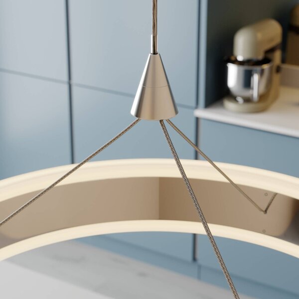 Lucande LED-es Lyani függőlámpa, 115cm, 3 lámpás, króm, dimmelhető, dimmelhető, Króm / ezüst, Nappali / Étkező, fém, Modern