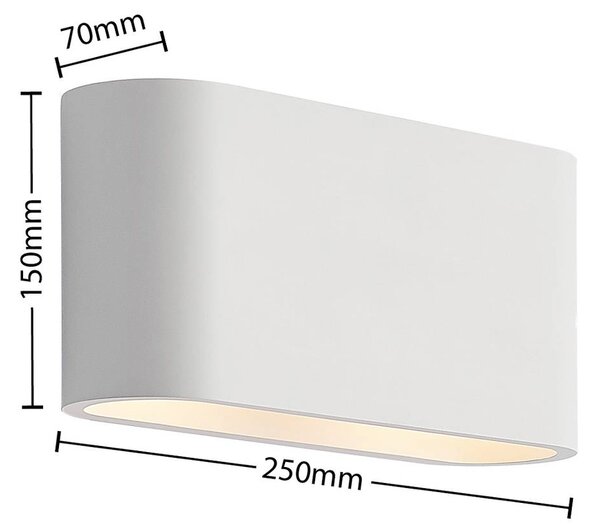 Lindby fali lámpa Mavora, lekerekített, 25 cm, fehér, vakolat, G9, dimmelhető, Fehér / opál, Nappali / Étkező, Gipsz / agyag, Modern