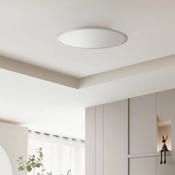 Lindby LED mennyezeti lámpa Narima, CCT, Ø 60 cm, ezüst, dimmelhető, Alu / szürke / cink, Konyha, Műanyag, Modern
