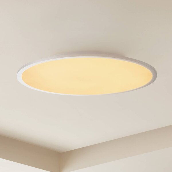 Lindby LED mennyezeti lámpa Narima, CCT, Ø 60 cm, ezüst, dimmelhető, Alu / szürke / cink, Konyha, Műanyag, Modern