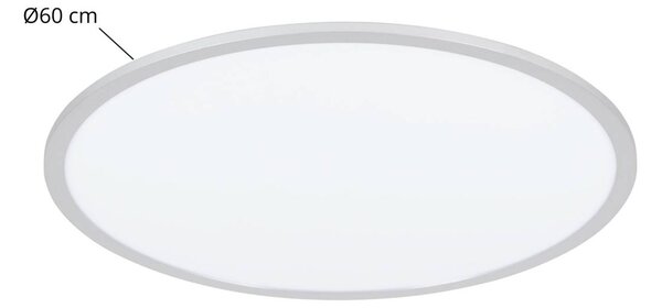 Lindby LED mennyezeti lámpa Narima, CCT, Ø 60 cm, ezüst, dimmelhető, Alu / szürke / cink, Konyha, Műanyag, Modern
