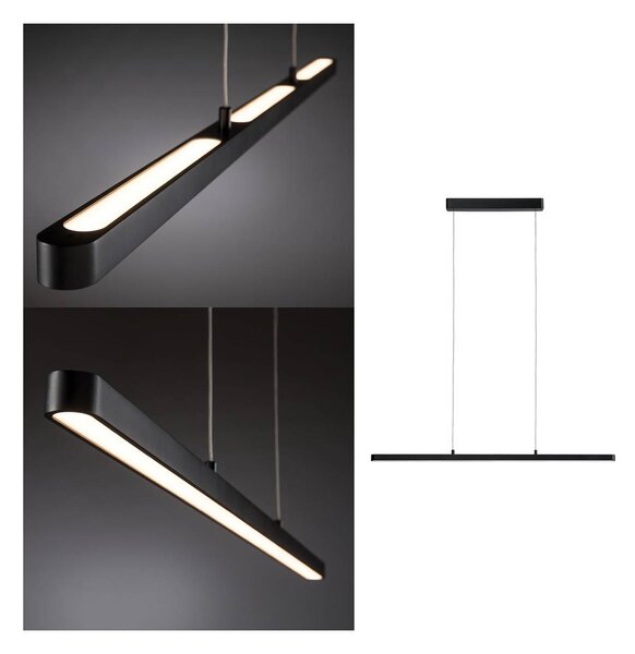 Paulmann Lento LED függő világítás, fekete, 100 cm, felfelé/lefelé irányuló, dimmelhető, Fekete, Nappali / Étkező, Alumínium, Modern