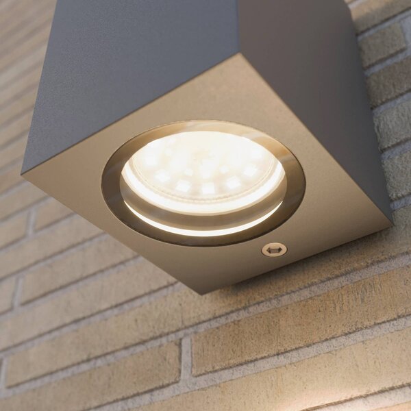 Lucande kültéri fali lámpa Xava, downlight, antracit, GU10, Fekete, Alumínium, Modern