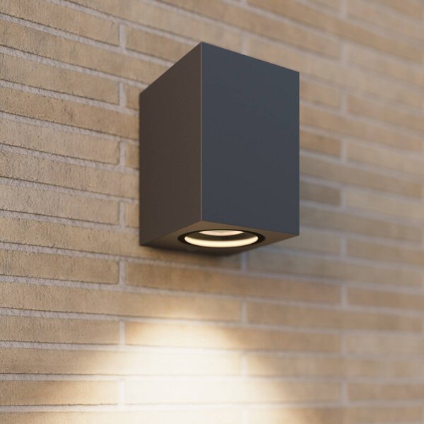Lucande kültéri fali lámpa Xava, downlight, antracit, GU10, Fekete, Alumínium, Modern