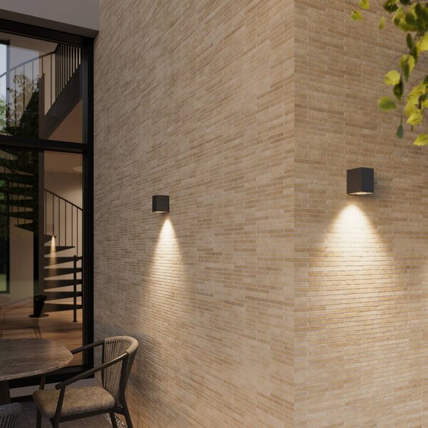 Lucande kültéri fali lámpa Xava, downlight, antracit, GU10, Fekete, Alumínium, Modern
