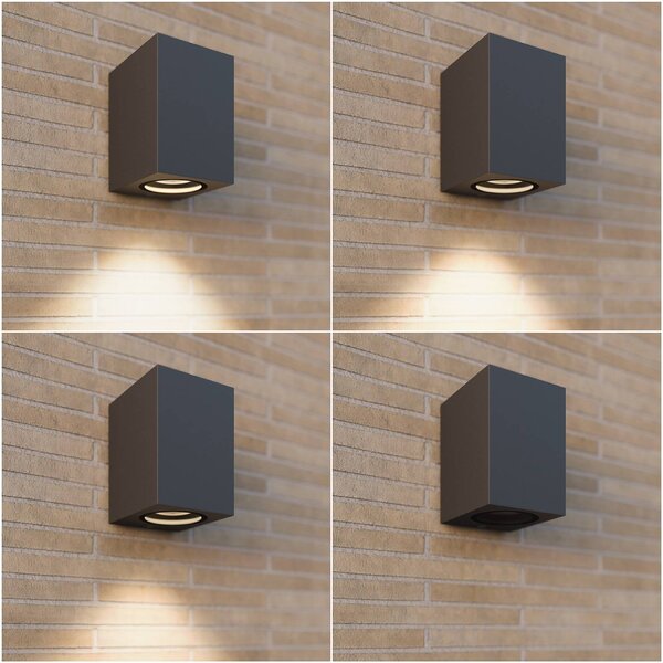 Lucande kültéri fali lámpa Xava, downlight, antracit, GU10, Fekete, Alumínium, Modern