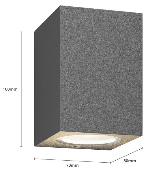 Lucande kültéri fali lámpa Xava, downlight, antracit, GU10, Fekete, Alumínium, Modern